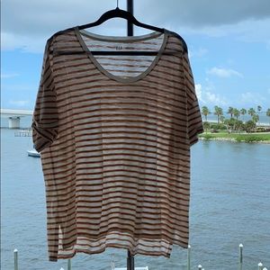 Gap Oversized Drape Striped White & Yellow Mustard